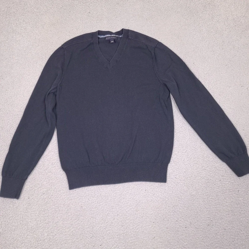 Banana Republic Mens Cotton Cashmere V-Neck Sweater Small Black‎ Pullover